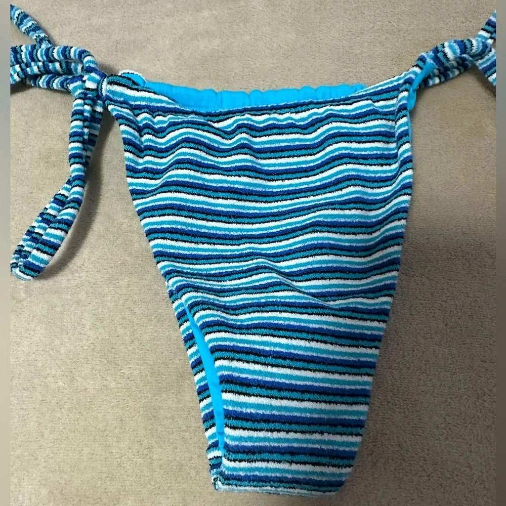 Frankie's Bikinis Terry Skimpy Bikini Bottom and Top Striped Set